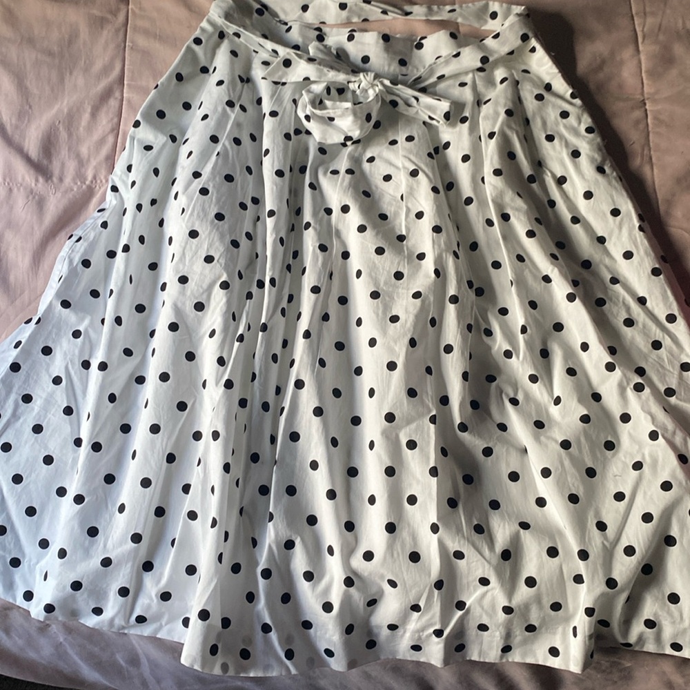 Black Polka dot white midi skirt